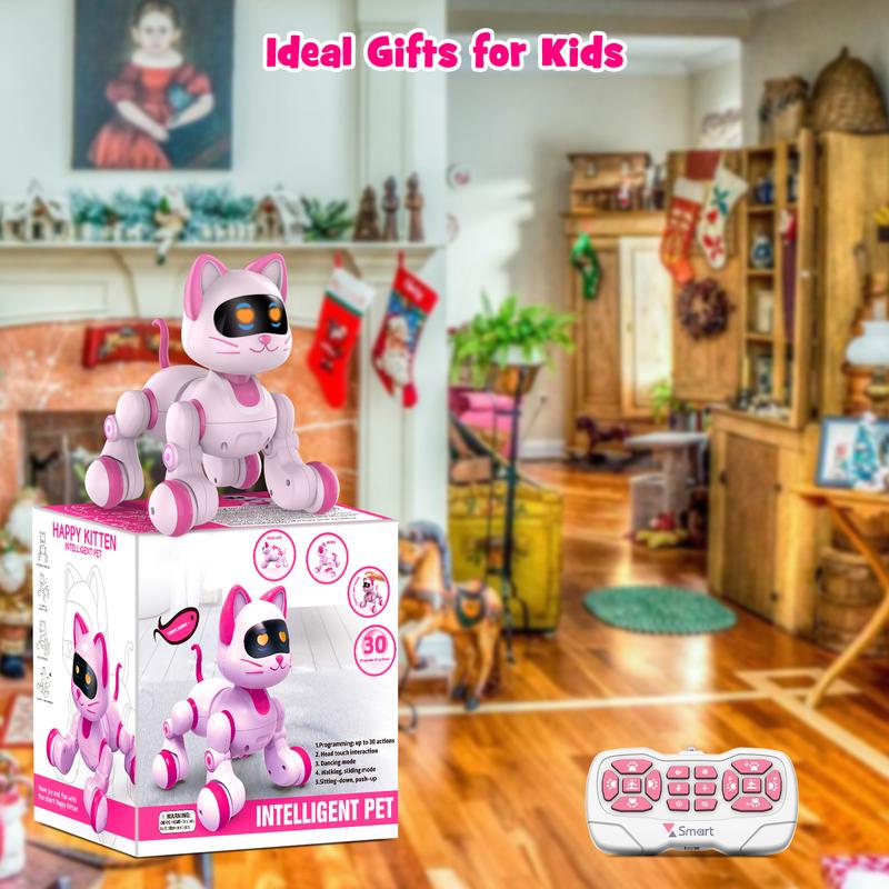 Christmas 2024 Gifts Robot Toy Cat for Kids:Remote Control Pet | Interactive Toys for Girls Birthday Gifts with Touch Sensing Gestures Interactive Touch Robot Dog Toy Rechargeable Smart