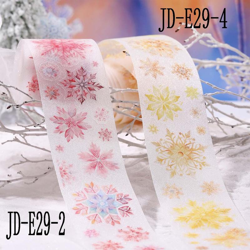 Snowflake Pattern Washi Tape, 1 Roll DIY Decorative Sticker, Scrapbooking & Stamping Supplies for Home School Office, Christmas Gift