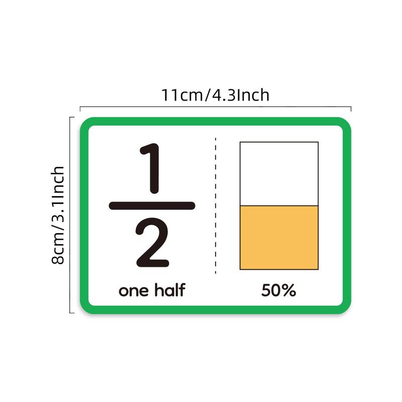 Fraction Card, 15pcs set Double-sided Waterproof Fraction Card, Math Manipulatives for Elementary School, Equivalent Fraction Manipulatives, Homeschool Supplies