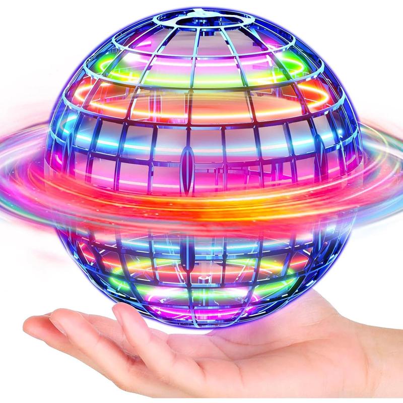 Flying ball (blue, upgraded in 2024) with dazzling lights, magic hover rotator, drone, floating universe ball, children's outdoor toy, suitable for boys and girls aged 6, 7, 8, 9, and 10