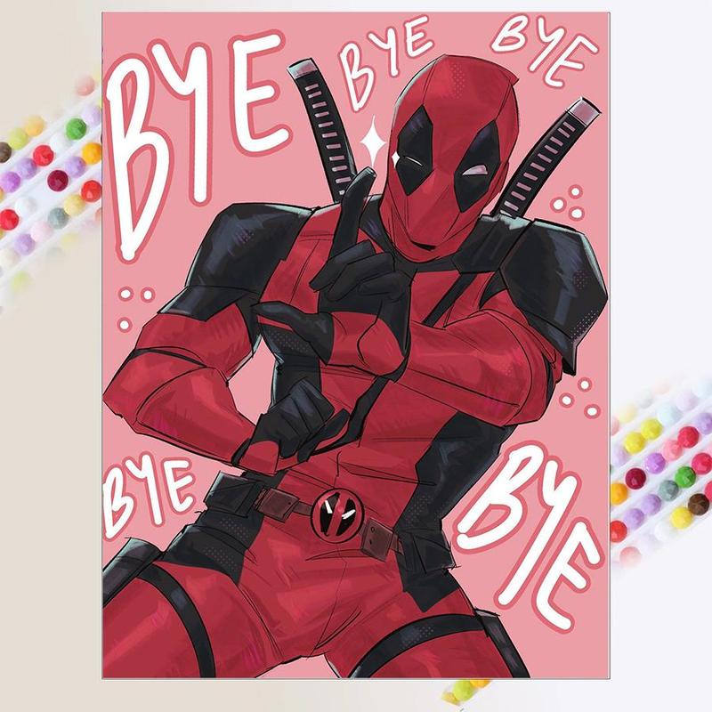 Deadpool Pattern DIY Diamond Arts Colorful Painting Kit without Frame, 5D Diamond Arts Colorful Painting Kit, Wall Art Decor for Home Bedroom