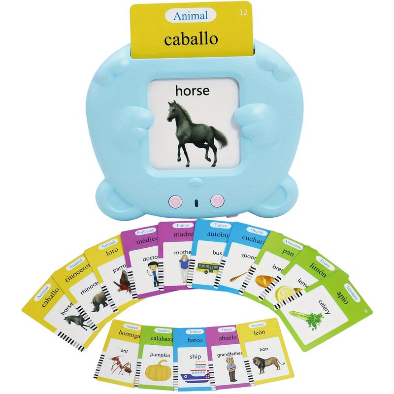 Spanish & English Talking Flash Cards Bilingual Learning Toys, Pocket Speech Toys Montessori Educational Learning Tools Interactive Toys with 224 Sight Words Christmas Gifts for Boys Girls