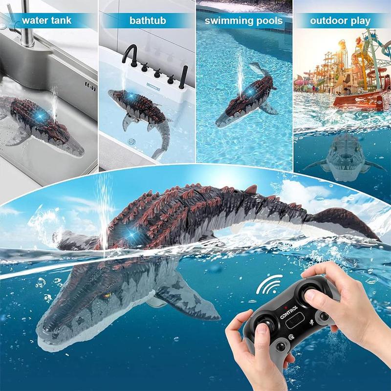 Remote Control Mosasaurus Dinosaur Toy, 1 Count Rechargeable Electric Simulation Dinosaur Toys with Light & Spray, Pool Toy for Swimming Bath Lake Ocean, Stocking Fillers Gift, Christmas, Christmas Gift