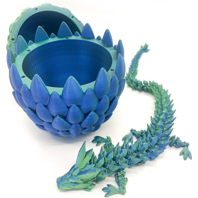 Dragon Egg- Gold - Surprise Egg with Flexible Pearly Sheen Dragon, 3D Printed Gift Toy, Figurine Decor