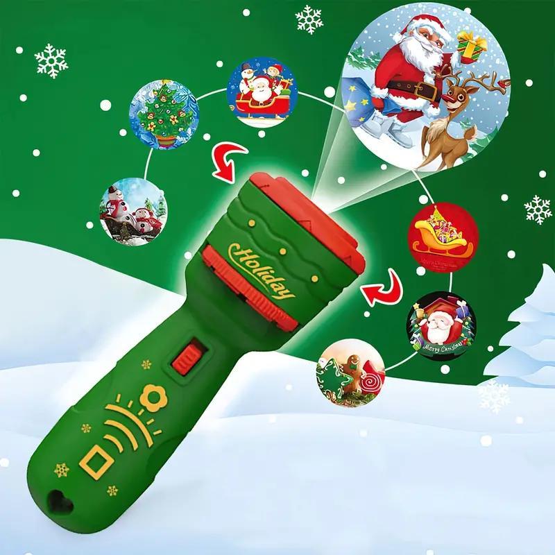 Christmas Themed Handheld Flashlight Toy, 1 Box Creative Educational Toy, Indoor Leisure Entertainment Equipment for Kids