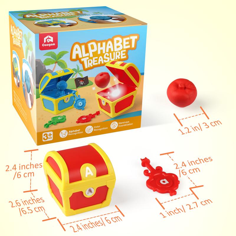 Alphabet Surprise Pirate Treasure Toy, 26pcs Alphabet Treasure Hunt Game Toy for Kids Unisex Animals & Nature Animals & Nature Language Toys Animals & Nature