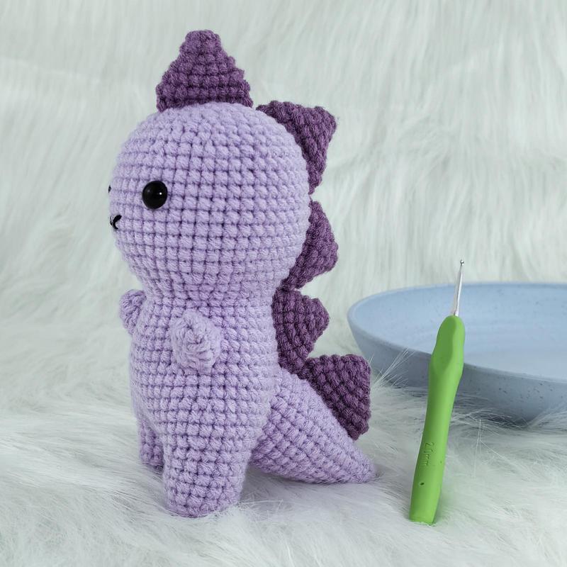 Mini Dinosaur Design Crochet Kit, Cute Dino Crochet Starter Kit for Beginners & Lovers, DIY Knitting Supplies Including Scissors, Crochet Hooks, Yarns, Colorful Crochet Stitches