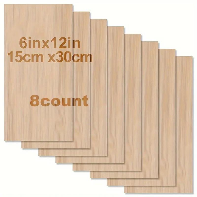 Unfinished Wood Board, 16pcs set 6 Inch *12 Inch Square Wood Board, Smooth Surface Wood Board for Laser Cutting, Wood Burning, Building Model, Staining, DIY Wood