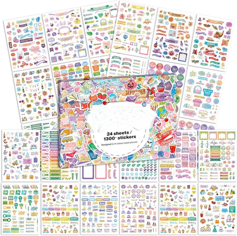 Aesthetic Planner Stickers for Fun Planning - 1300+ Cute Sticker Accessories to Decorate & Improve Your Planners, Calendar, Journal and Scrapbooking