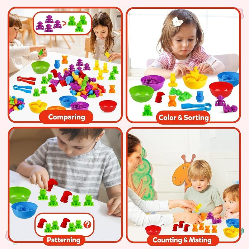 Color Classification Toy, 1 Set Cartoon Animal Shape Sorting Sensory Toy, Counting & Matching Games, Preschool Learning Activities for Math, Montessori Toy