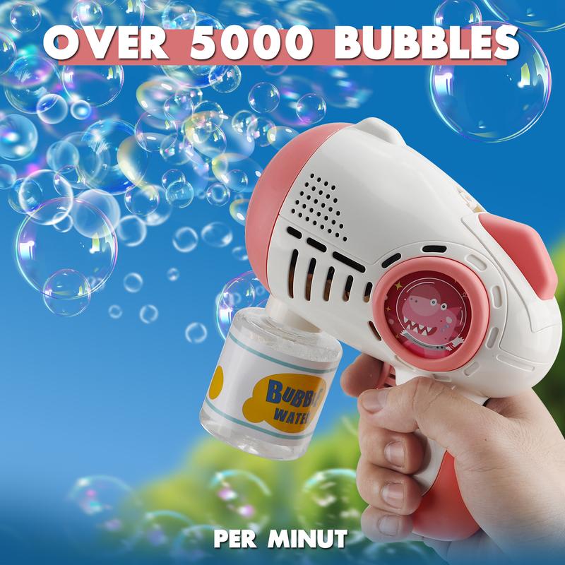 Bubble Machine Gun Blasters 2PC Bundle - Blue & Pink Dual Pack, 5000+ Bubbles Per Minute, LED Lights, Portable, Battery Operated, Perfect for Kids' Parties and Outdoor Fun.