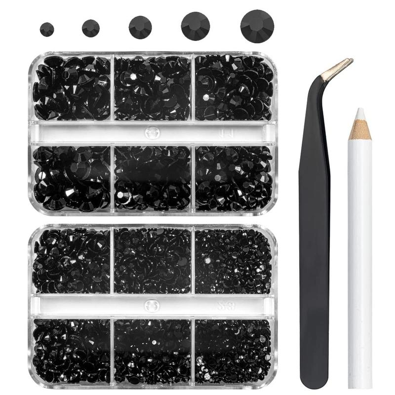 3060PCS Black Resin Flatback Rhinestones for Crafts Pure Black Flatback Jelly Rhinestones 2mm 3mm 4mm 5mm 6mm Non Hotfix Dark Black Gems Stones Diamonds for Tumblers Mugs Bottles DIY Crafts