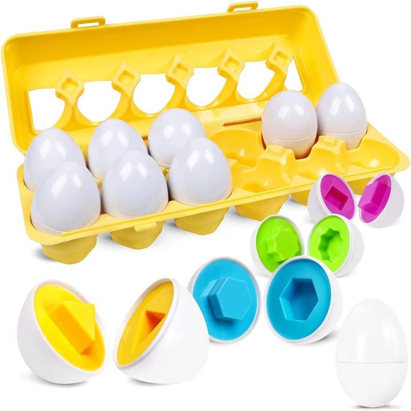 Christmas Matching Eggs Toy (1 Set), Color Shape Recogition Sorter Puzzle, Educational Fine Motor Skill Montessori Gift for Kids