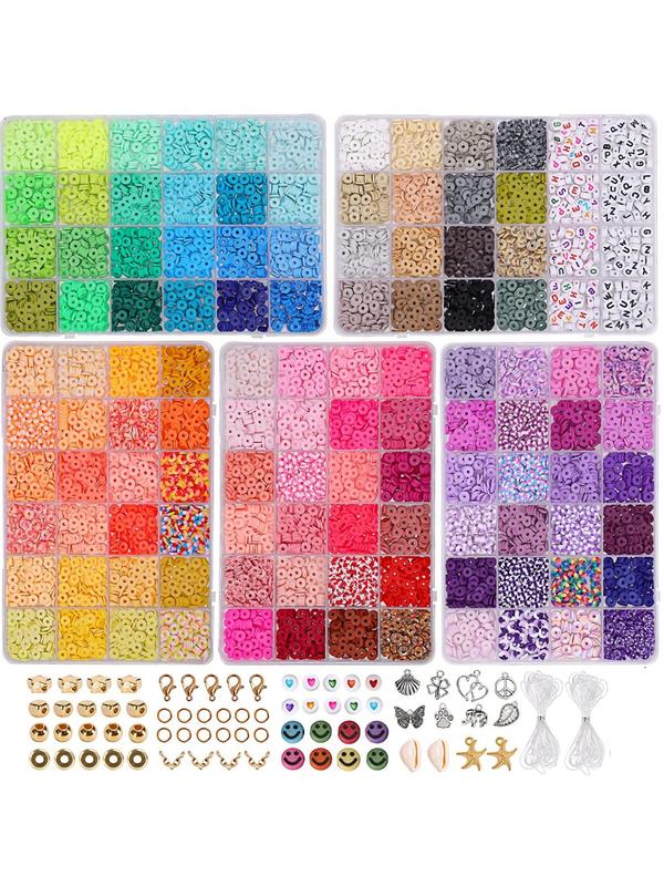 Mixed Color Polymer Clay Beads & Thread & Pendants & Scissor & Tweezers, Jewelry Making Kit for Earring Bracelet Necklace, Diy Beads Kit, Kawaii Accessories for Back To School, 2024 Fall Outfits, Fall Freshness