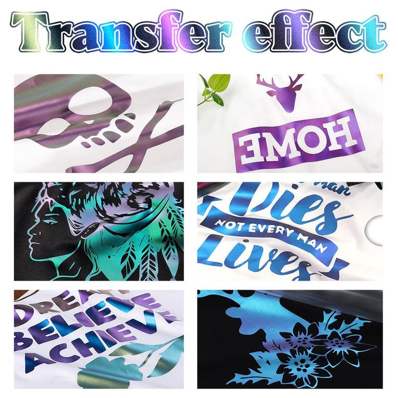 Color Changing Heat Transfer Vinyl Material, 7 Counts set Colorful Exquisite Film, Iron-on Transfer Film for DIY Clothing Customization Patch