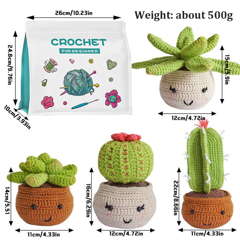 Beginner Crochet Kit Crochet Cactus Plant Starter Kit with Step-by-Step Video Tutorials Learn to Crochet Kits Adult Beginners Crochet Stitch Patterns 3D Crocheting Kit Idea