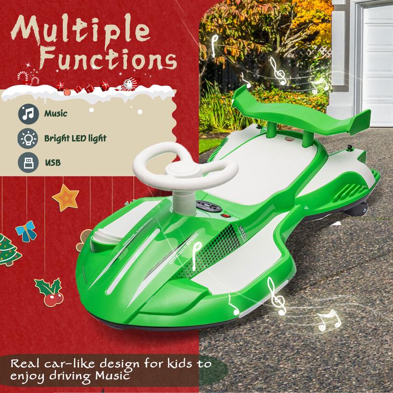 12V Kids Ride Wiggle Car with Pedal, On Electric Toy,360 Degree Drift in place,Spray function,Front&Side Lights design,USB MP3,Bluetooth,Music christmas 2024 ornament christmas gifts boys christmas gifts gifts for boyfriend