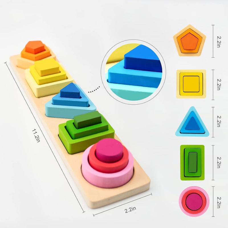 Montessori Toys Shape Sorting and Stacking Toy Fine Motor Skills, Learning Educational Toys for Kids