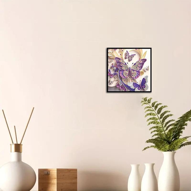 Butterfly Pattern DIY Diamond Arts Colorful Painting Kit without Frame, DIY Decorative Art Picture, Wall Art Decor for Home Living Room Bedroom