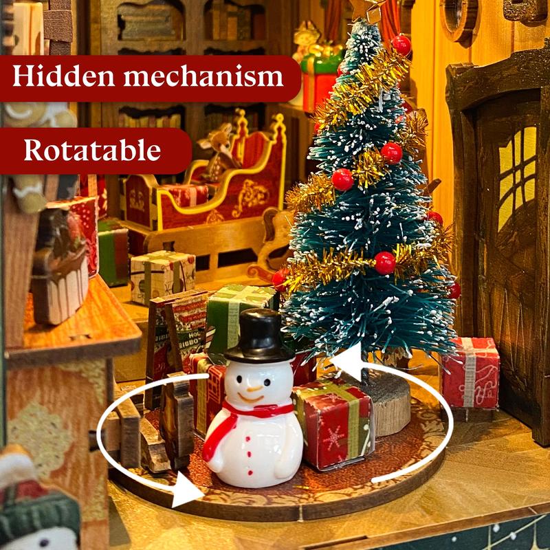 3D Wood Craft Kit, 1 Count Miniature Scene DIY Miniature House Kit, DIY Christmas Corner Decoration, Book End Decoration, Stereo Model Gift for Adults & Teens, Stocking Filler