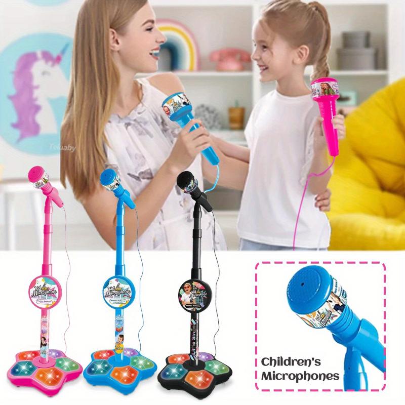 LED Light-Up Youngsters' Karaoke Microphone Toy with Adjustable Stand - Portable, Handheld Brain-Boosting Educational Play for Ages 3-6, Perfect for Birthday Parties & Concert Gifts