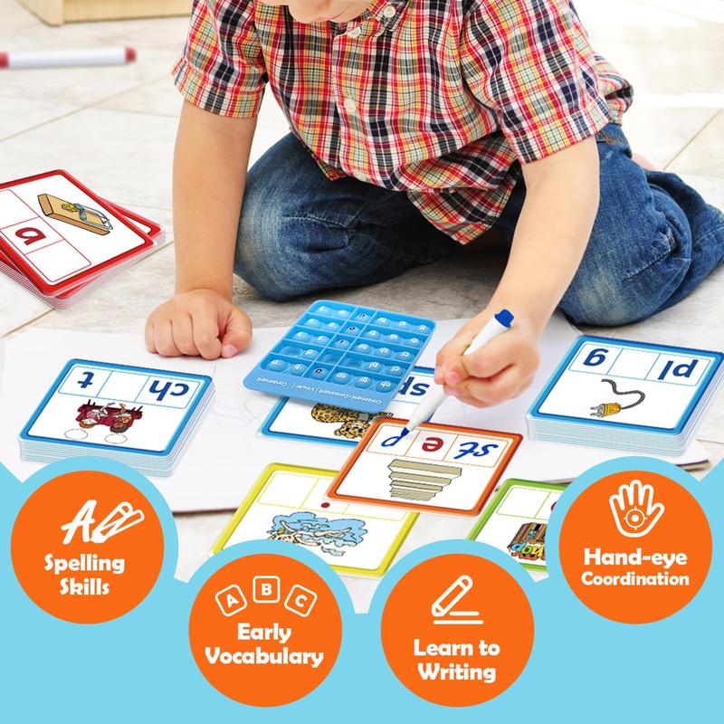 CVCC & CCVC Word Games, Sight Words Flash Cards Spelling Reading Learning Phonics Games, Speech Toy, Kindergarten Classroom Must Have Learning Activities Homeschool Supplies