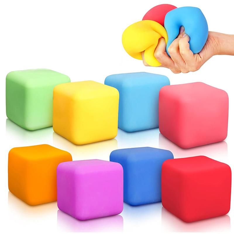 [Angerbaby ]-Ice Stress Cube Squishy  Stress Relief Chilren Mucle Grip Strength Training Taba Taba Squishy ,Squishy, Sqeezy, Stretchy Stress Ball cube toy