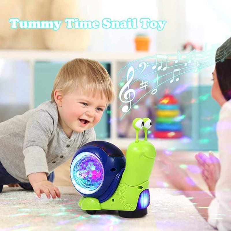 Electric Snail Toy Cute Electronic Animal Crawling Toy, Crawl Snail Design Toys, Toys with Built-in LED Light, Interactive Learning Toy