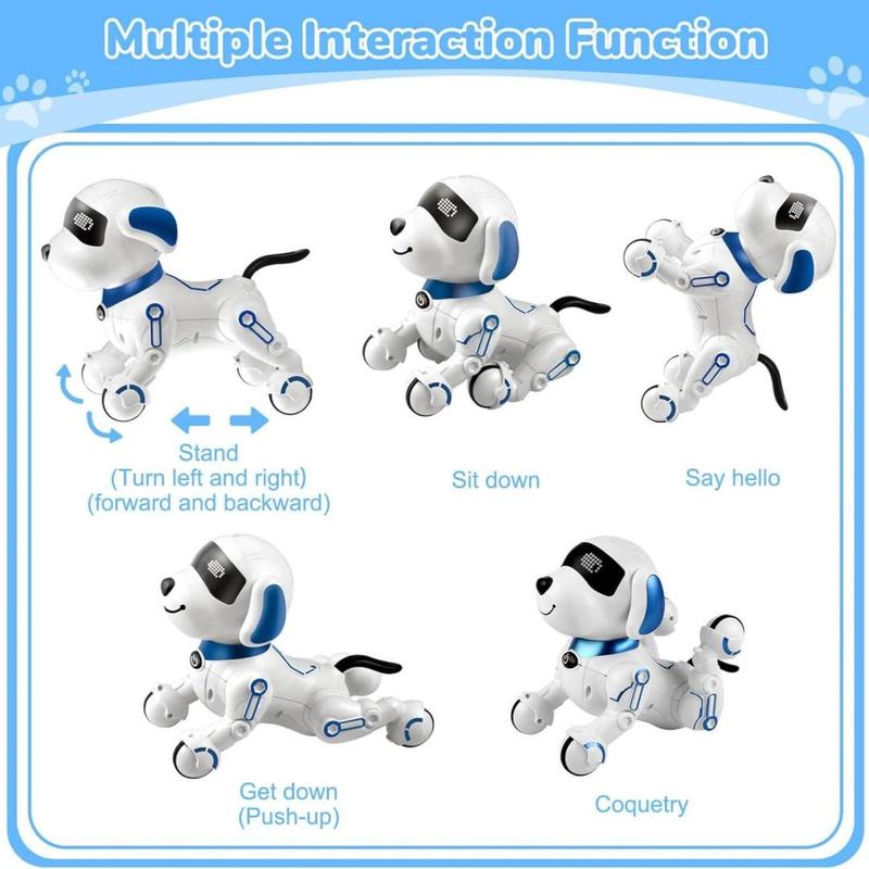 Interactive Remote Control Robot Dog Toy, RC Robot Dog Can Dance, Sing and Tell Stories Interactive Toy, Intelligent Enlightenment Robot Dog for Summer Gift