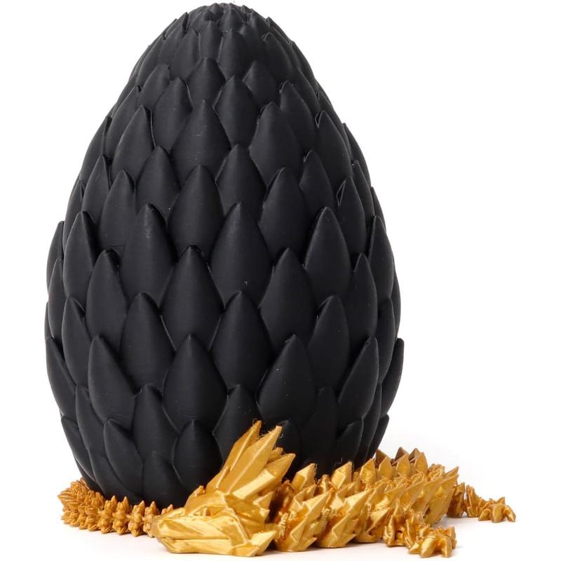 Dragon Egg- Gold - Surprise Egg with Flexible Pearly Sheen Dragon, 3D Printed Gift Toy, Figurine Decor