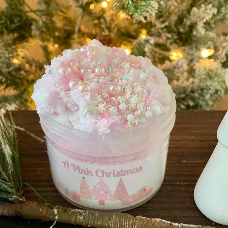 A Pink Christmas slime Christmas Slime Candy Cane Scented cloud cream slime Christmas Decorations Christmas Ideas Christmas gifts