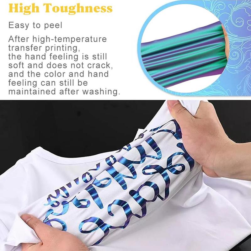 Color Changing Heat Transfer Vinyl Material, 7 Counts set Colorful Exquisite Film, Iron-on Transfer Film for DIY Clothing Customization Patch