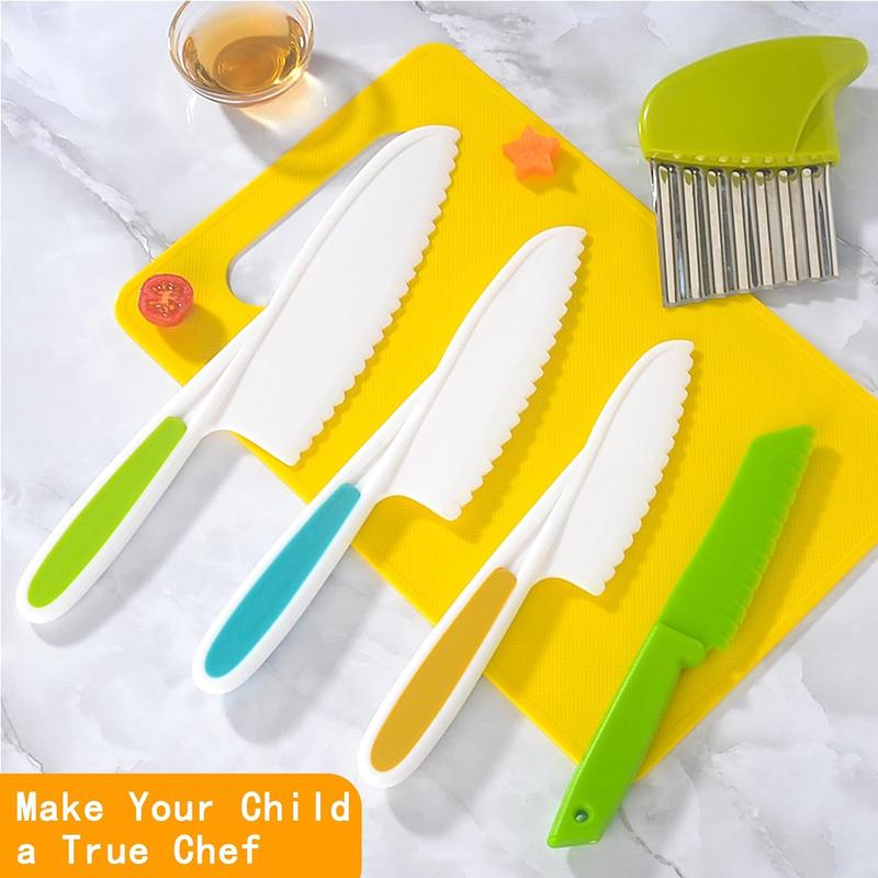 13 17 Piece Kids Baking knife Set Kitchen Tools Include Wood Kids Safe Knife, Peeler, Cutting Board Pretend play