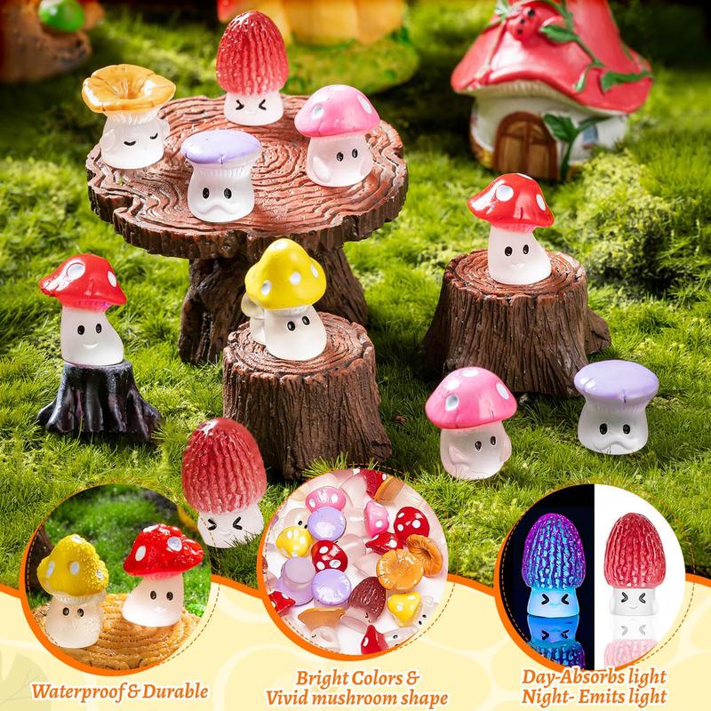 Mini Mushrooms DIY Toy, Cute Resin Tiny Mushrooms Statue Fake Miniature, Fairy Garden Terrarium Accessories, Decor Micro Landscape Craft, Specialty DIY Supplies, Christmas Gift