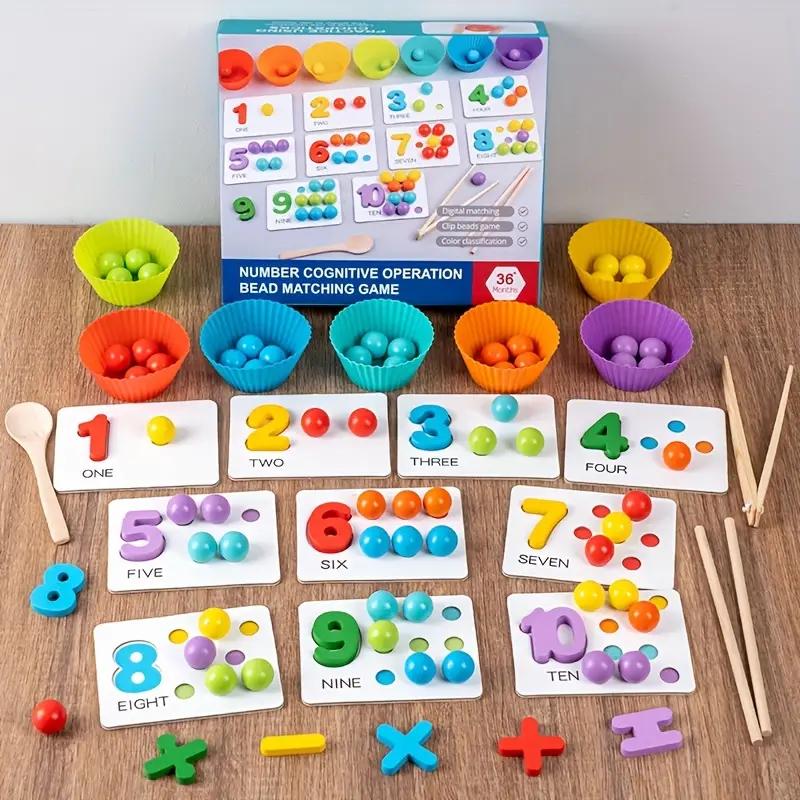 [Limited Discount] Children's Number Recognition Toys, Digital Manipulation Bead Matching Games, Parent-Child Interaction Focus Training, Jigsaw Puzzle for Children's Fine Motor Skills, Birthday Gifts for Kids, Children's Gifts