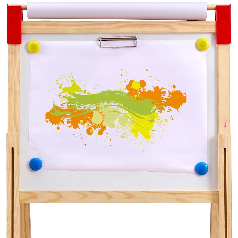 VEVOR 3-in-1 Kids Art Easel Double-Sided Wooden Magnetic Whiteboard Chalkboard