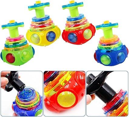 deAO Light Up Spinning Tops, Flashing Spinning Top Gyroscope Toy with Lights and Music Christmas Gift Toy