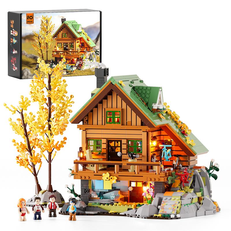 Funwhole Mountain-Cabin House Lighting Building-Bricks Set  2255 Pcs- Friends Mountain House and Treehouse Collection LED Light Building Set Holiday Gift for Adults and Teen