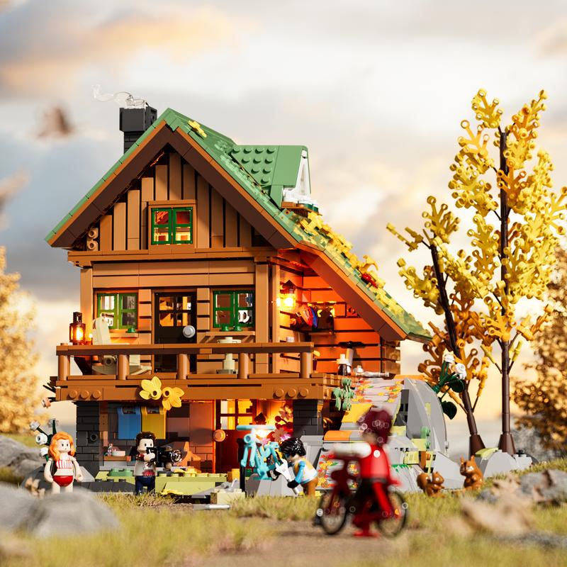 Funwhole Mountain-Cabin House Lighting Building-Bricks Set  2255 Pcs- Friends Mountain House and Treehouse Collection LED Light Building Set Holiday Gift for Adults and Teen