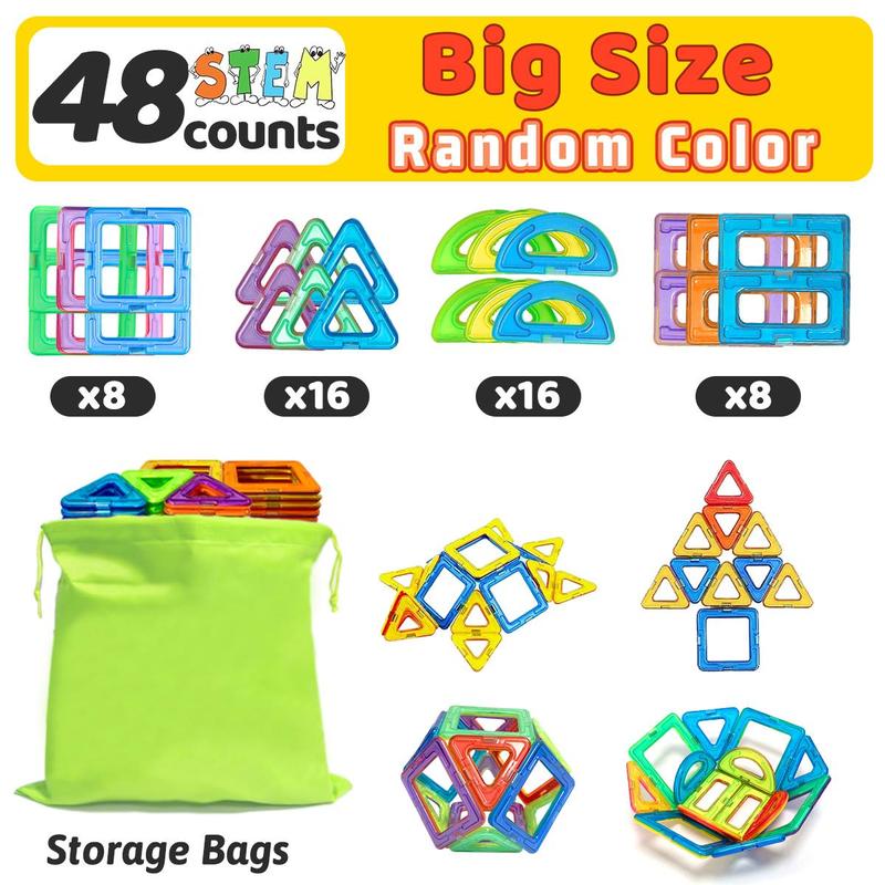 Random Color Big Size Building Blocks, Versatile STEM Construction Toy with Storage Bag, Colorful Learning Toys for Birthday Gifts, Kids Toys, Thanksgiving Christmas Gift Set