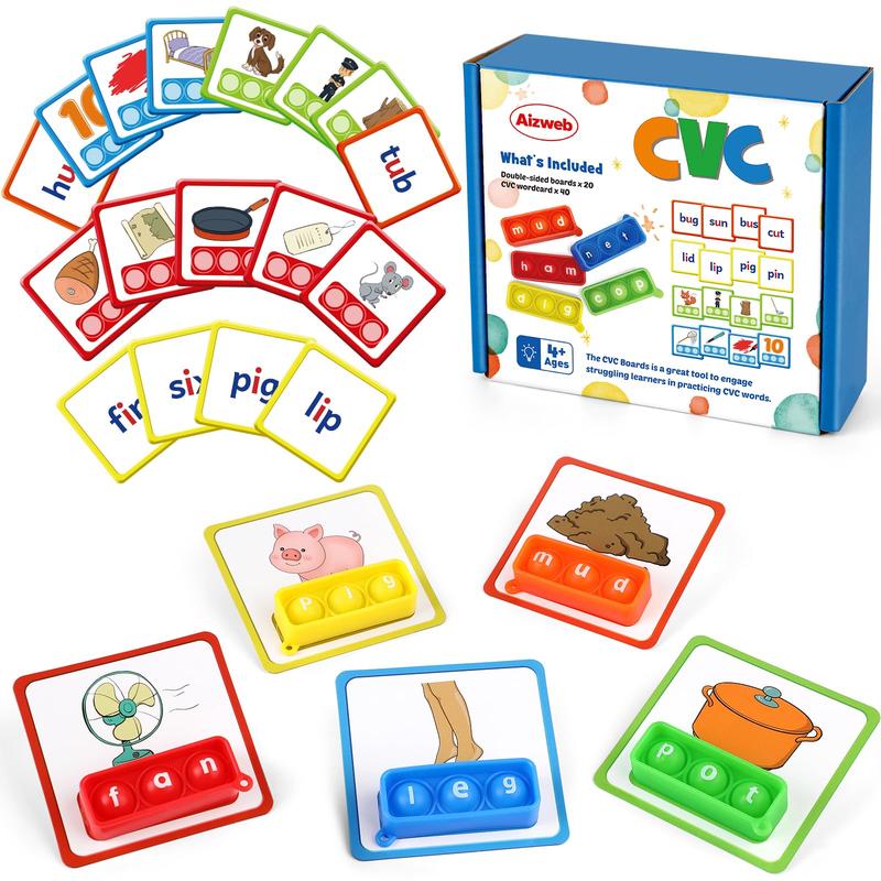 CVC Word Game,Phonics Games Flash Cards for Classroom Supplies,Special Education Reading Manipulative Spelling Toy for Learning Activity TeacherSchool