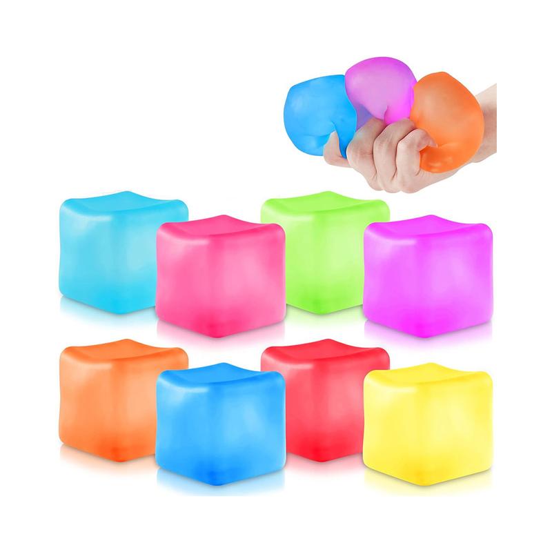 [Angerbaby ]-Ice Stress Cube Squishy  Stress Relief Chilren Mucle Grip Strength Training Taba Taba Squishy ,Squishy, Sqeezy, Stretchy Stress Ball cube toy