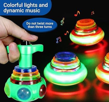 deAO Light Up Spinning Tops, Flashing Spinning Top Gyroscope Toy with Lights and Music Christmas Gift Toy