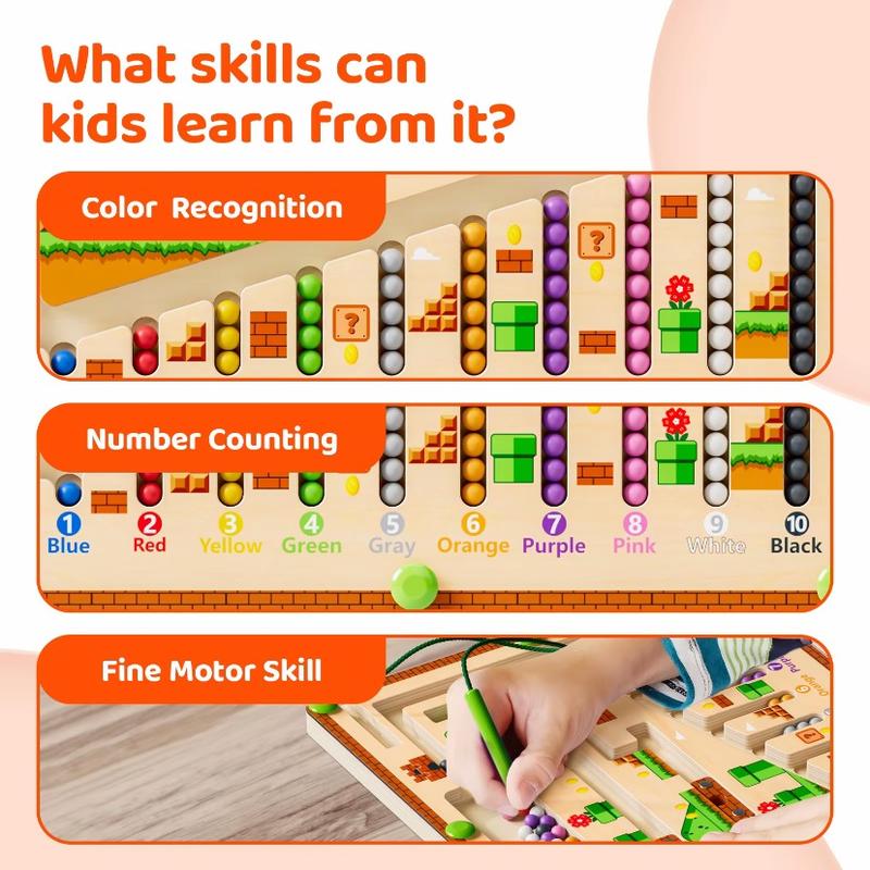 [Free Shiping] Wooden Magnetic Color and Number Maze Montessori Alphabet Matching and Counting Puzzle Board Learning Educational Math Toy Birthday Gift Montessori Toy