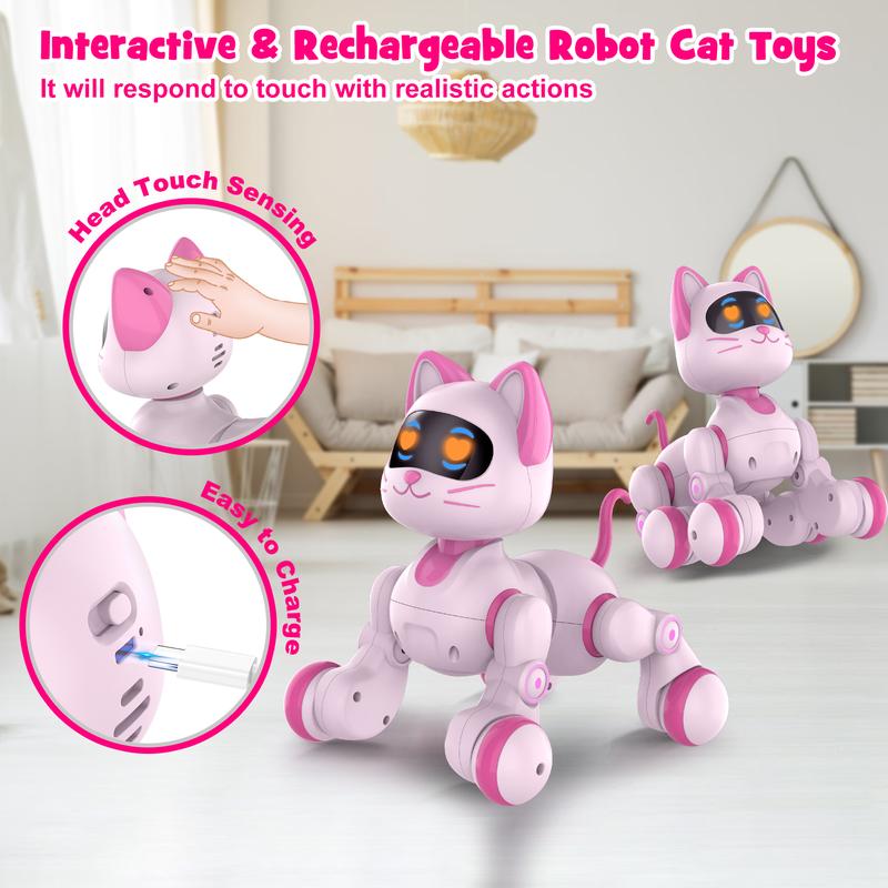 Christmas 2024 Gifts Robot Toy Cat for Kids:Remote Control Pet | Interactive Toys for Girls Birthday Gifts with Touch Sensing Gestures Interactive Touch Robot Dog Toy Rechargeable Smart