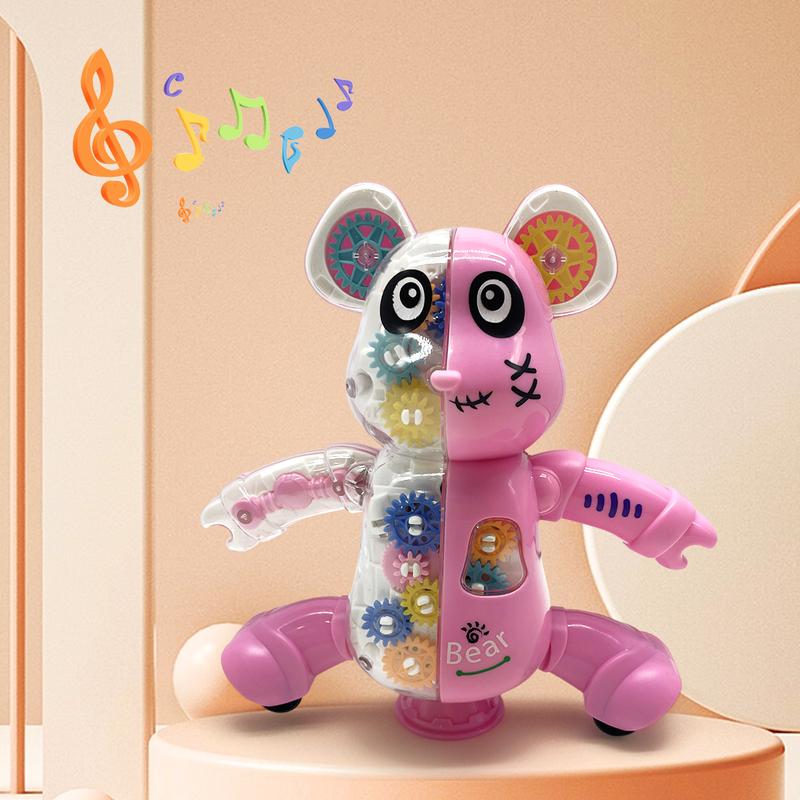 Cute and transparent gears, dancing and singing bear electric toys, decorative toys, suitable for boys and girls