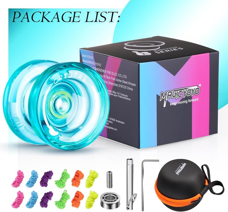 MAGICYOYO K2 Crystal - Professional Responsive Yoyo for Kids Beginners with Extra Unresponsive Yoyo Bearing, Pro Plastic Trick Yoyo for Adults+12 Yoyo Stings+Bearing Removal Tool+Storage Bag