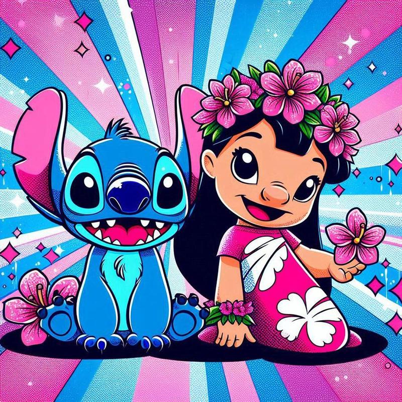 Disney Lilo and Stitch Pattern DIY Diamond Arts Colorful Painting Kit without Frame, DIY 5D Diamond Arts Colorful Painting Kit, Wall Art Decor for Home