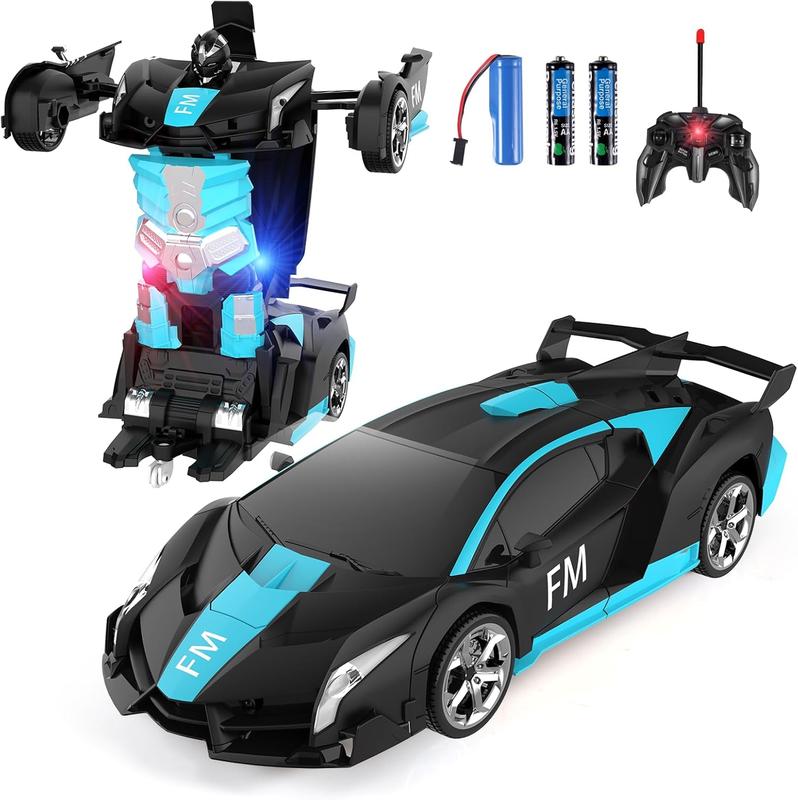 Remote Control Car for Kids Ages 3-8, RC Cars Toys for 4 5 6 7-12 Boys Girls, One-Key Transforming Robot with 360 Rotation Drifting, Best Christmas Birthday Gifts, Dark Blue