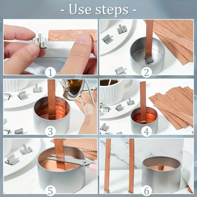 Wooden Candle Wick Set, 50pcs Wooden Candle Wick & 50pcs Wick Clip, DIY Candle Making Supplies for Home Decor